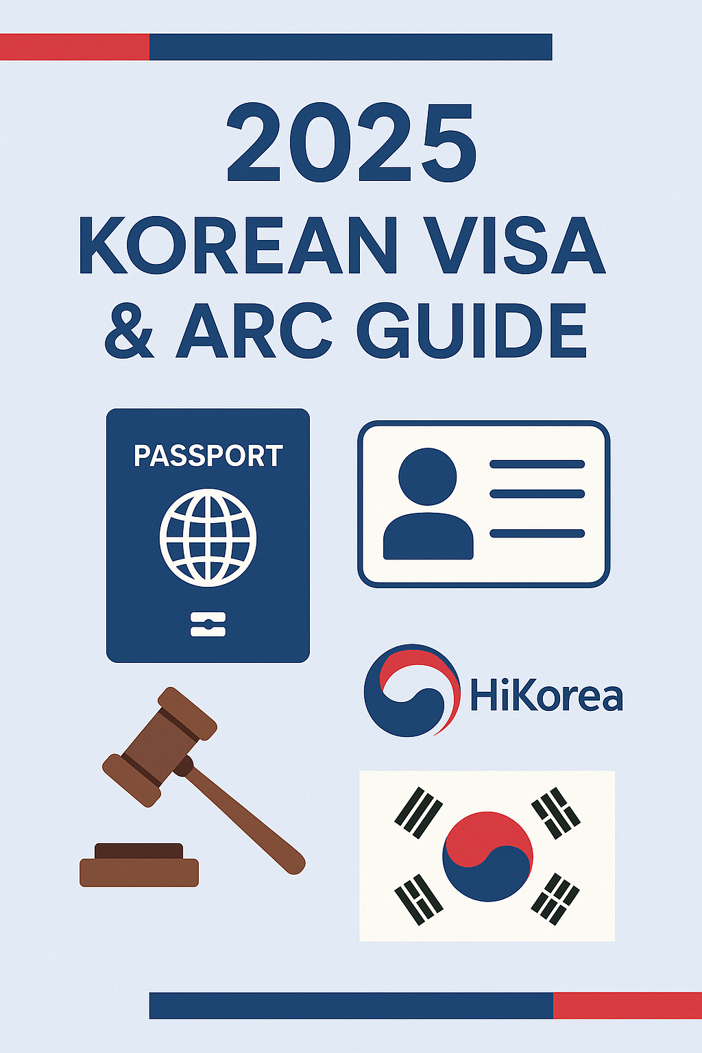 2025 Korean Visa and ARC Guide cover with passport, ID card, and Korean flag icons
